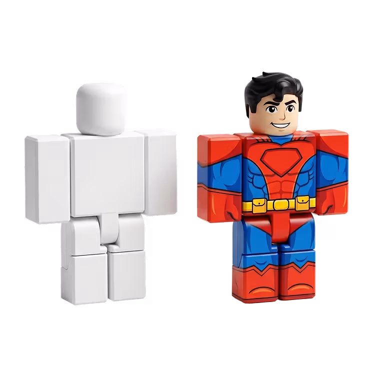Personaje 3D de Roblox sin texturizar y texturizado