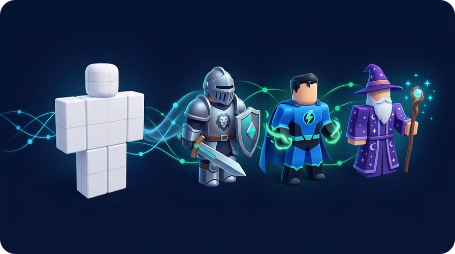 Iteración de retexturizado en un avatar de Roblox