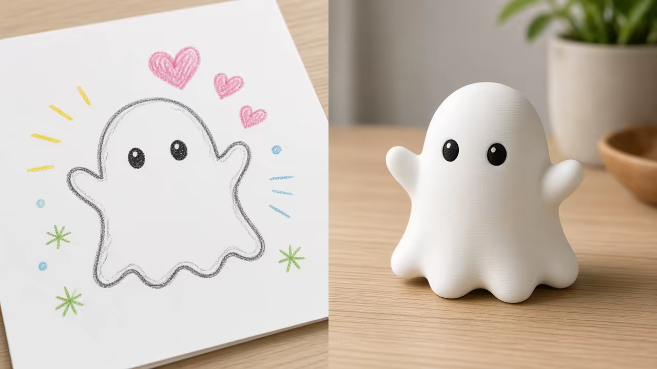 Dibujo de un niño preparado para convertirlo en un modelo 3D