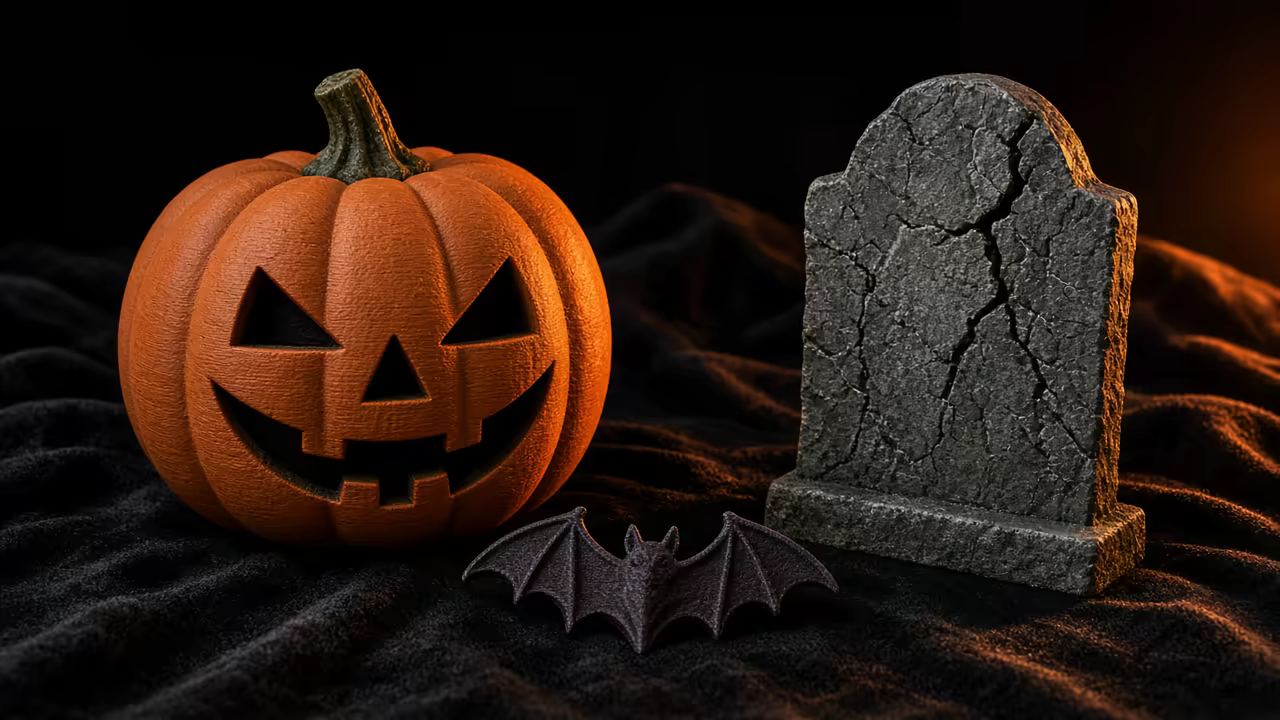 Conjunto de impresiones 3D de Halloween terminadas