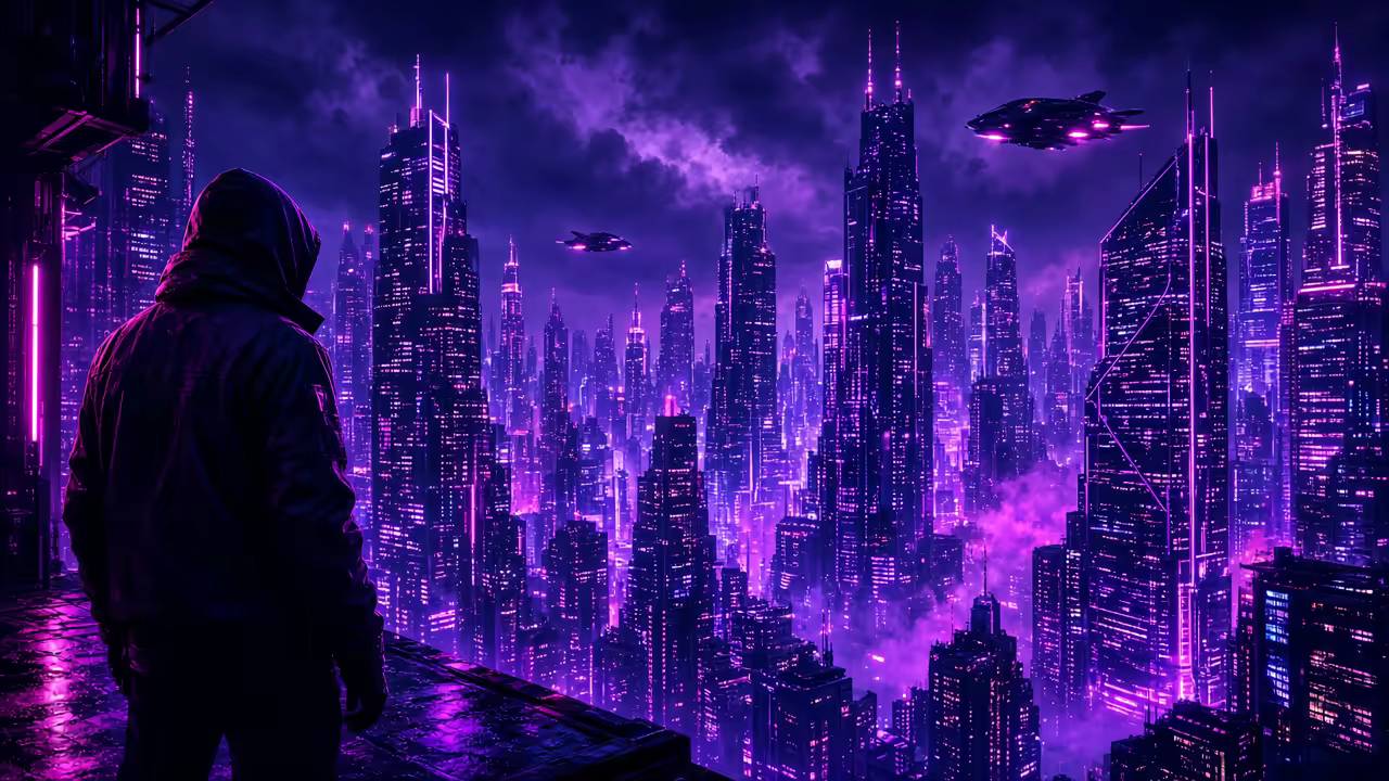 Another thumbnail example with dramatic neon lighting and bold composition