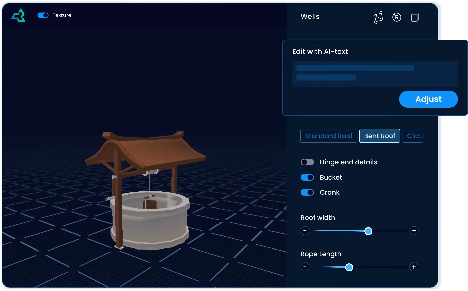 Template editor showing sliders for shape and details