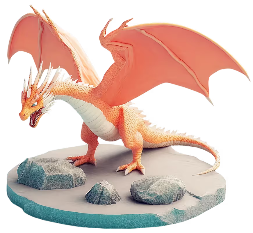 Modelo 3D de dragón detallado generado a partir de una imagen