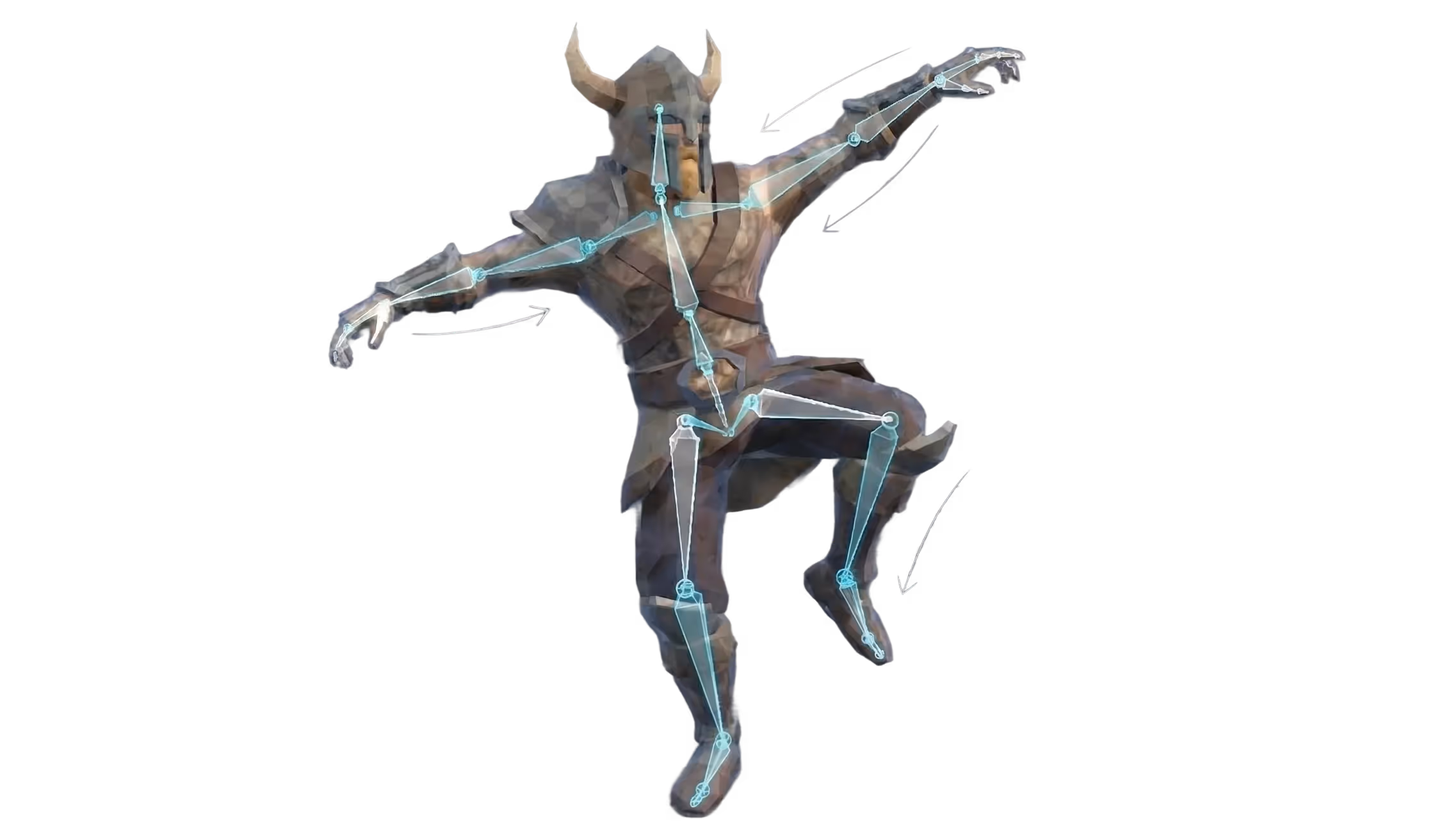 AI-generated character rig with an automatically fitted skeleton