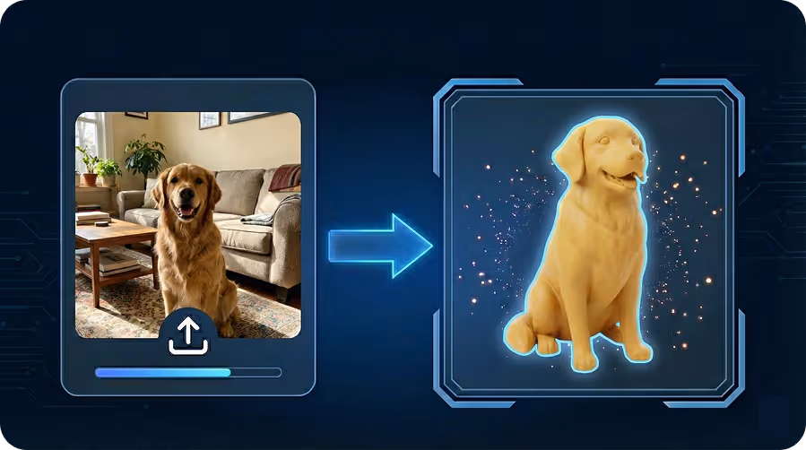 Pet photo converted into a 3D-printable figurine