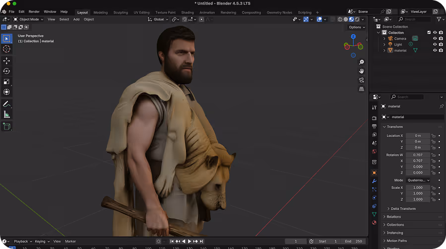 Sloyd asset open in Blender for refinement