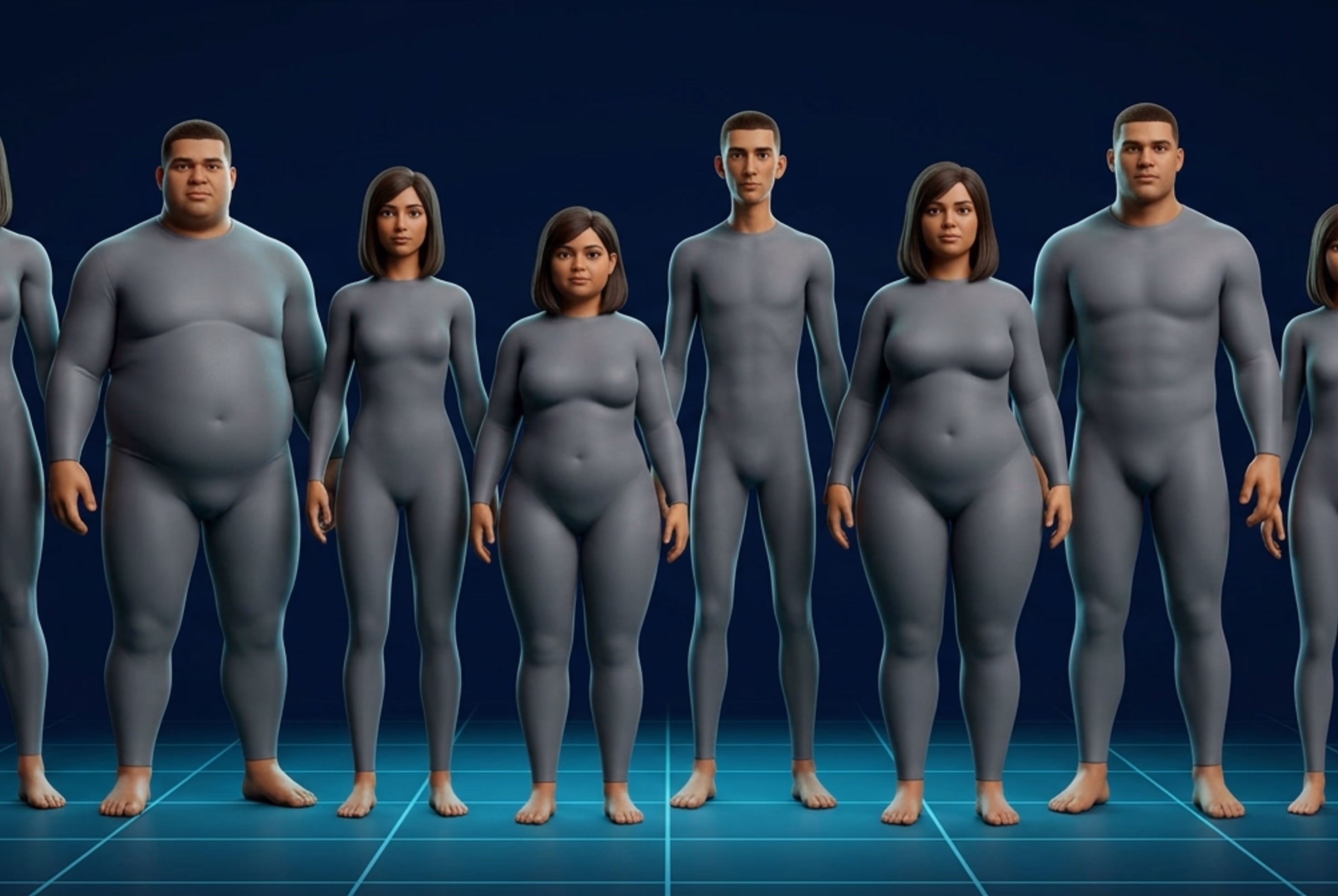 Parametric 3D human body customization sliders