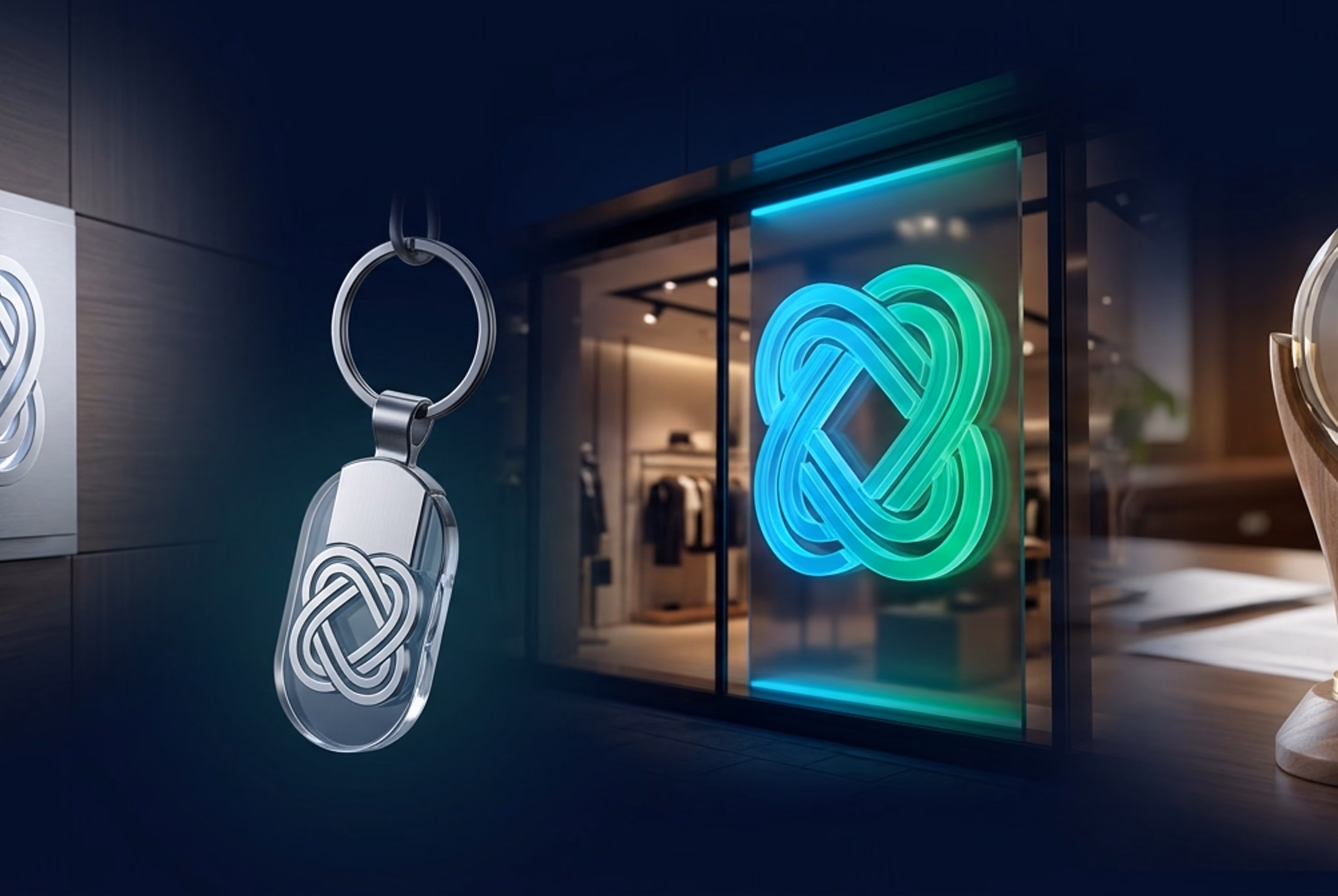 3D logo applied to physical signage and merchandise