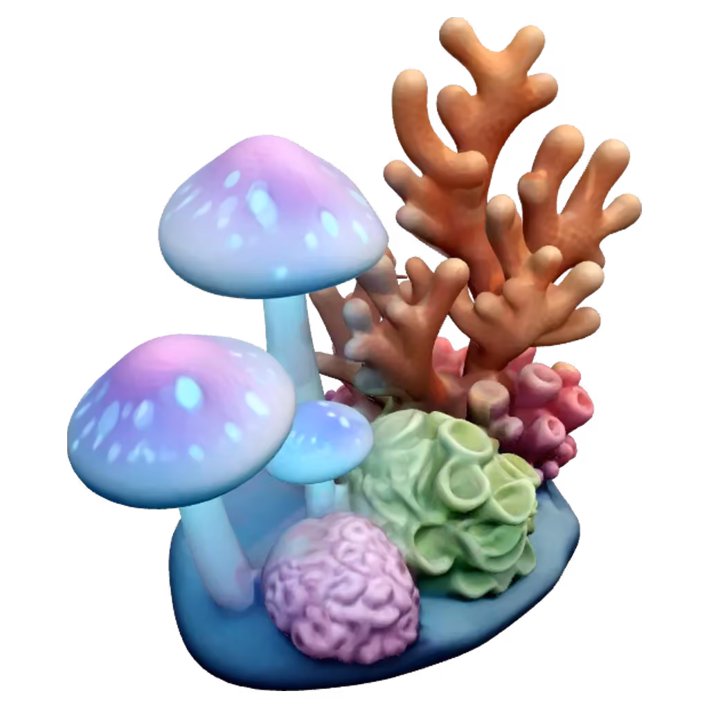 Coral and mushroom diorama