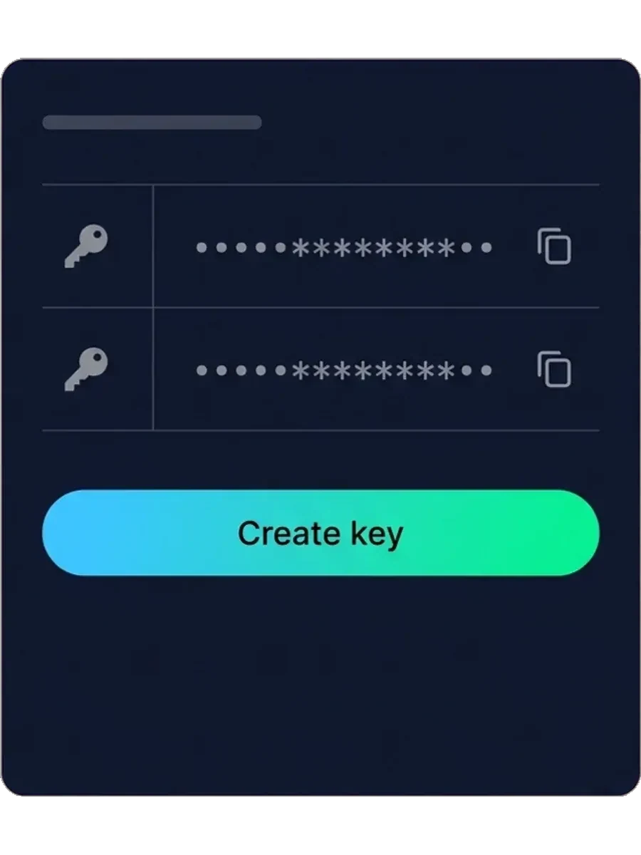 Creating an API key with a client ID and secret in the Sloyd dashboard