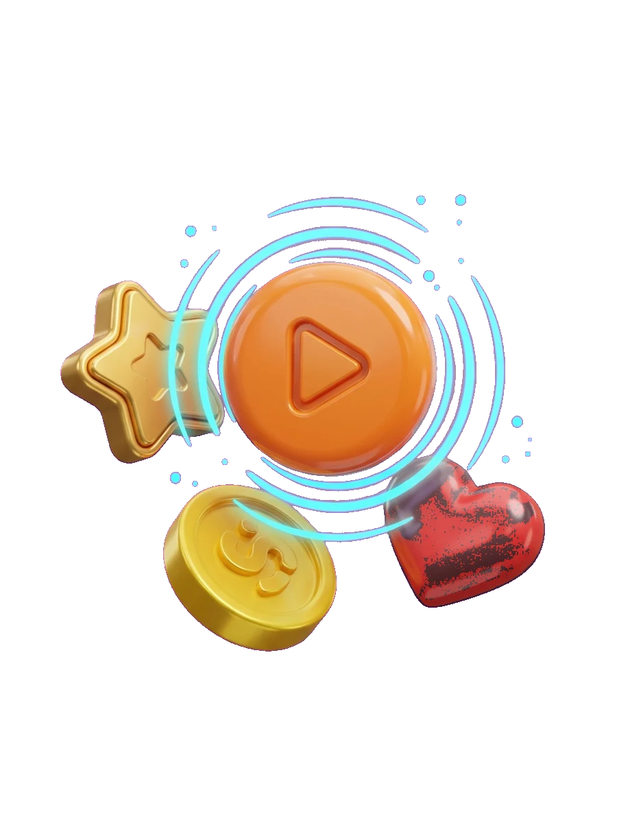 Glossy game UI buttons with click ripples
