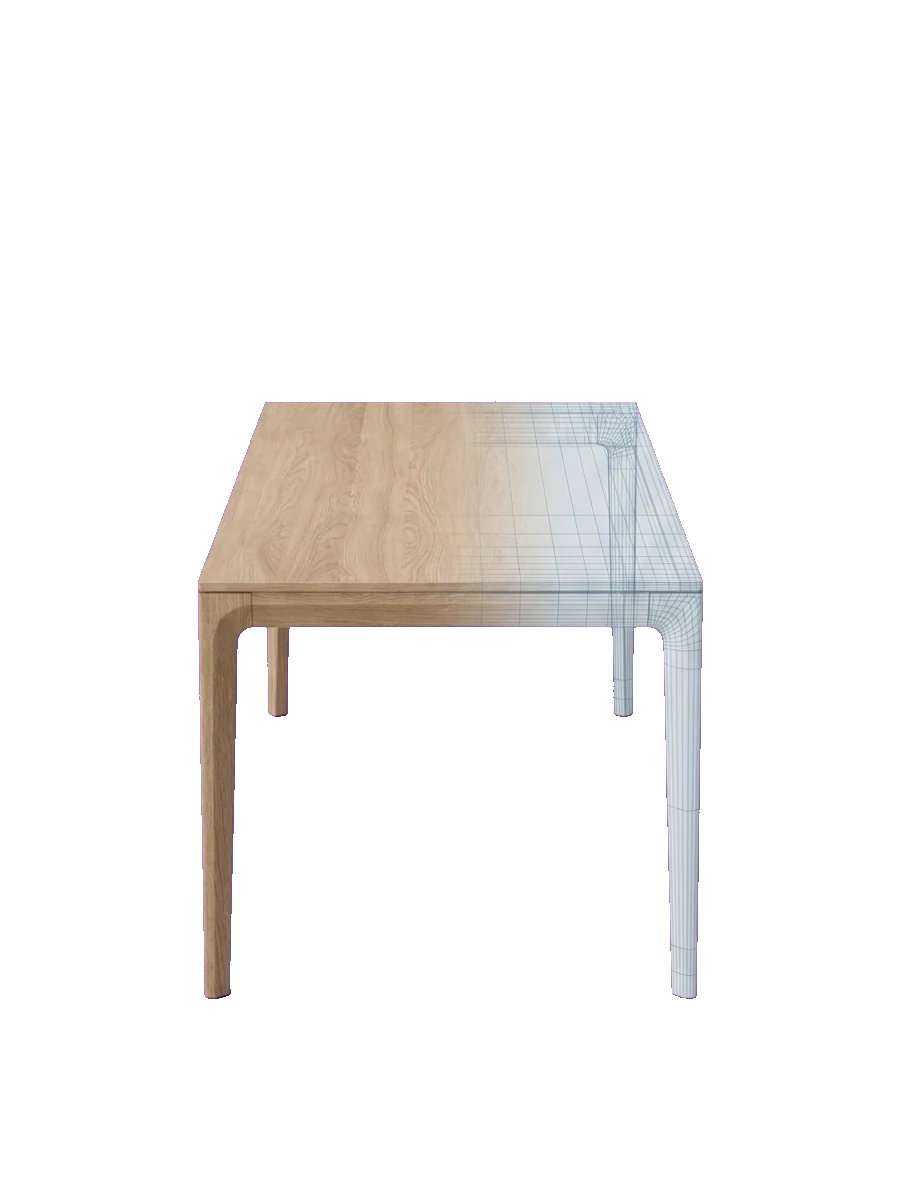 Una foto di riferimento convertita in un modello 3D di un mobile
