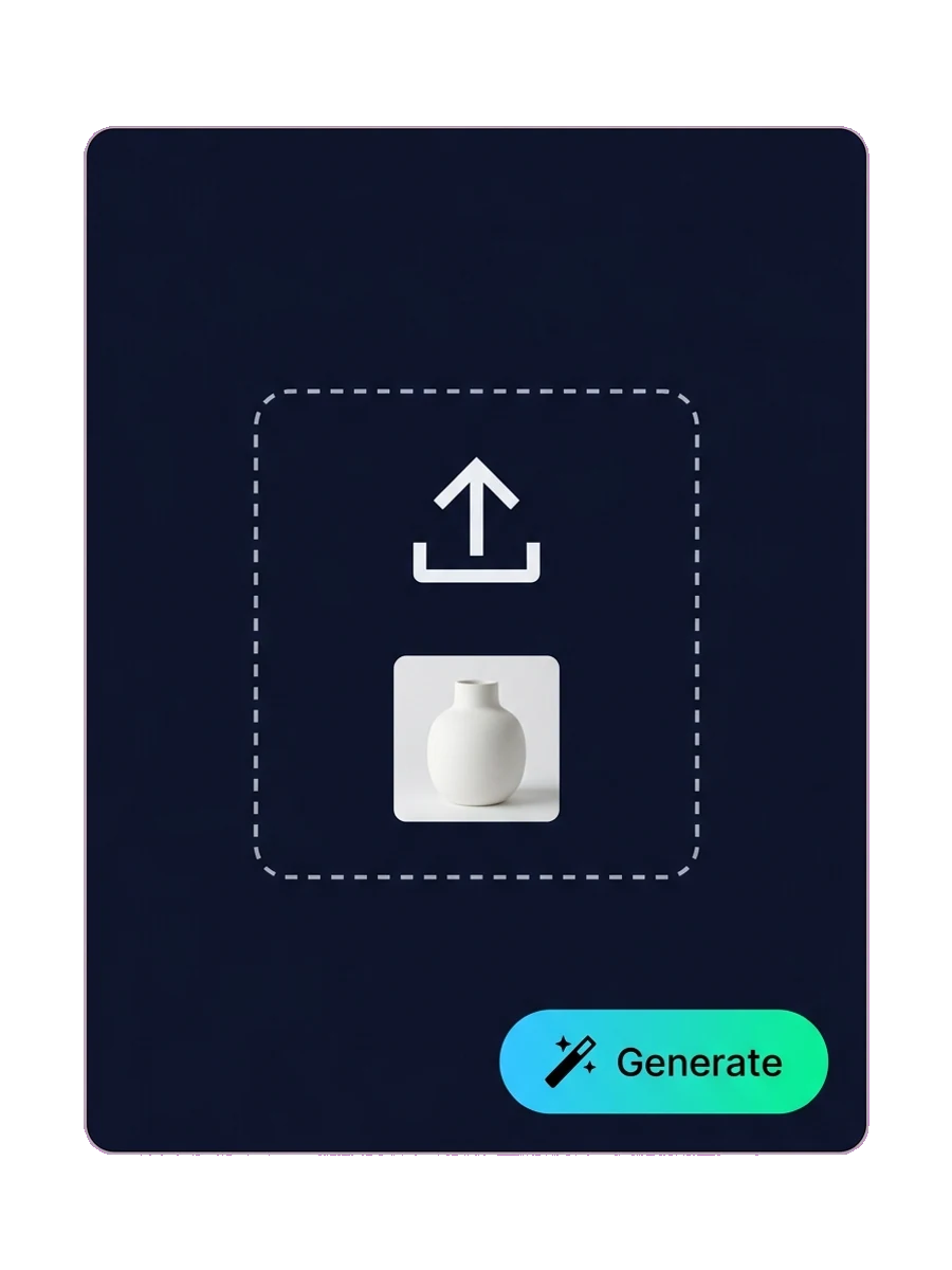 Caricamento di un'immagine di riferimento di un mobile nello strumento Image-to-3D di Sloyd