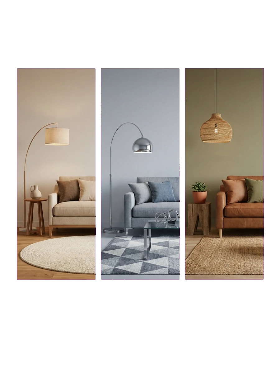 La stessa stanza mostrata con stili di design coerenti