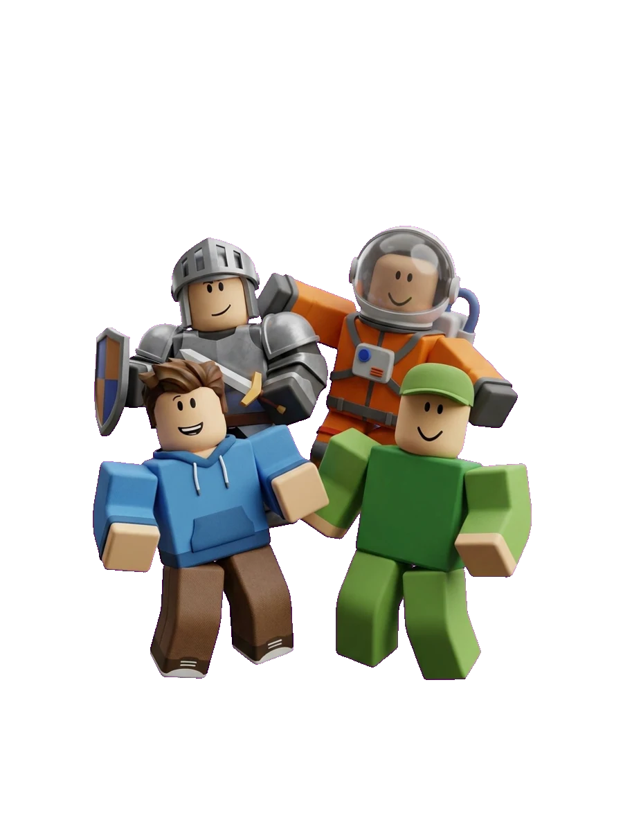 Un grupo de avatares con forma de bloques al estilo Roblox