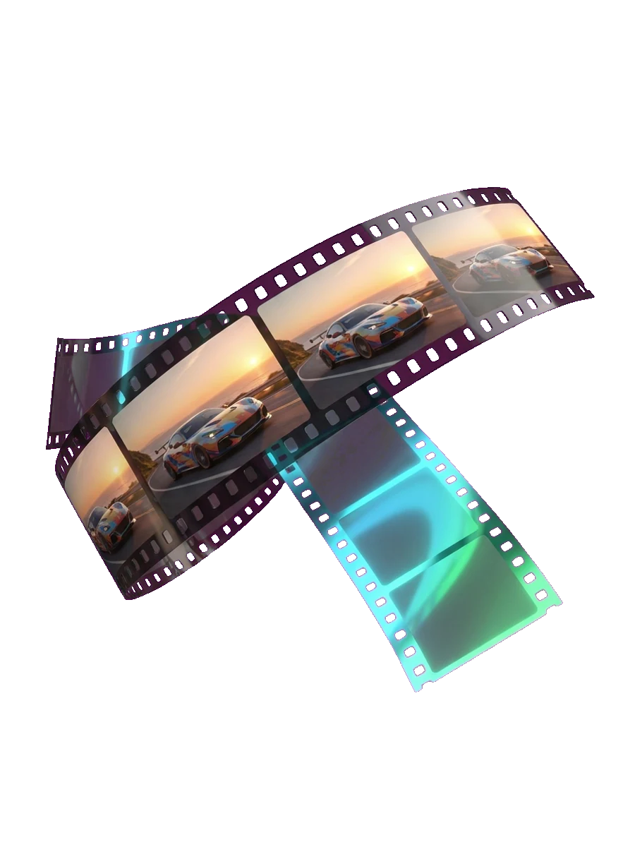 A film strip of a car extending with new frames