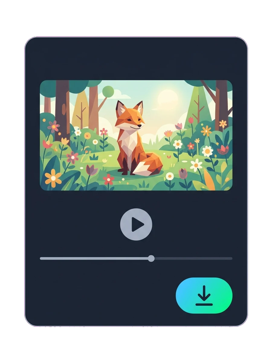 A video player with a download button