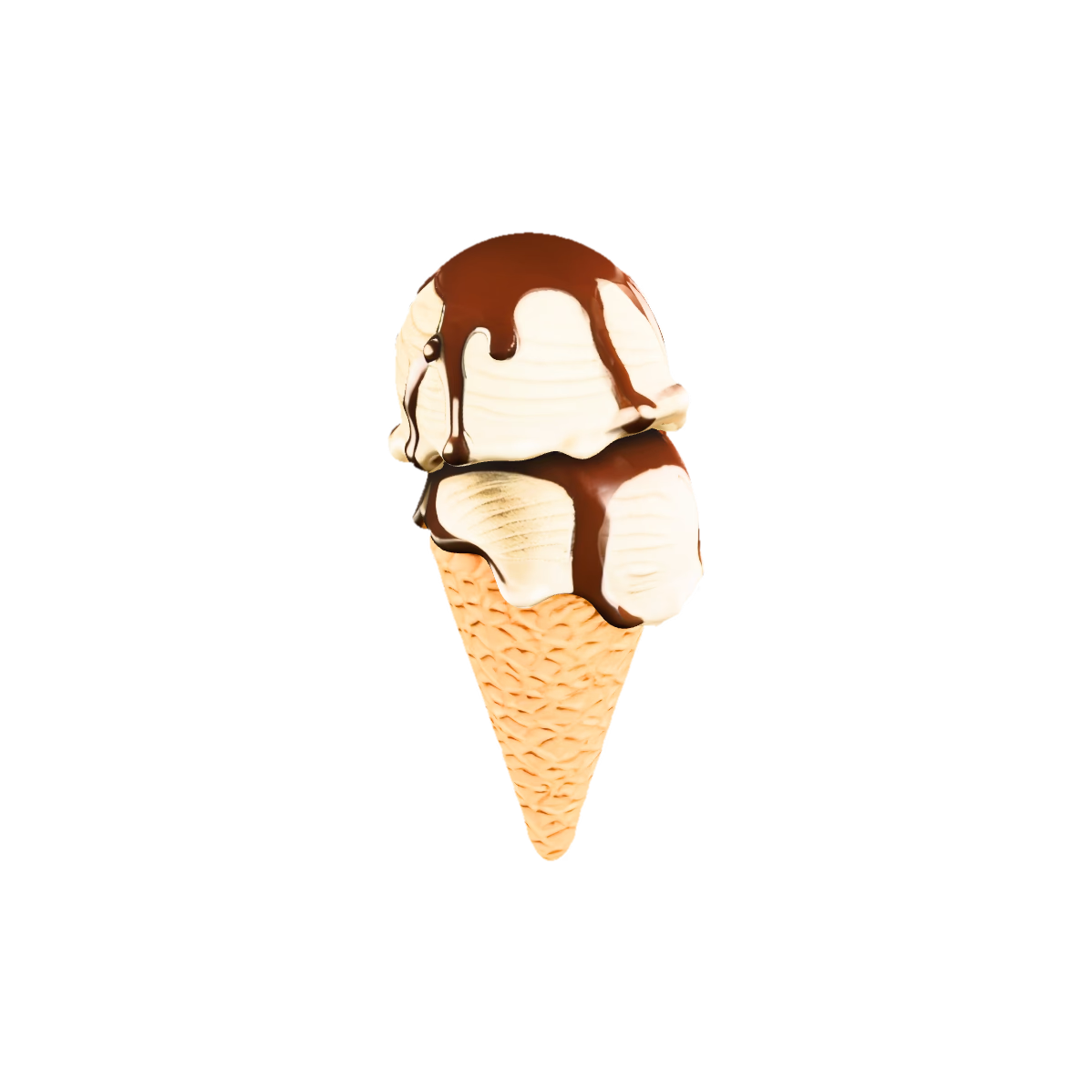 Soft-serve ice cream cone with chocolate